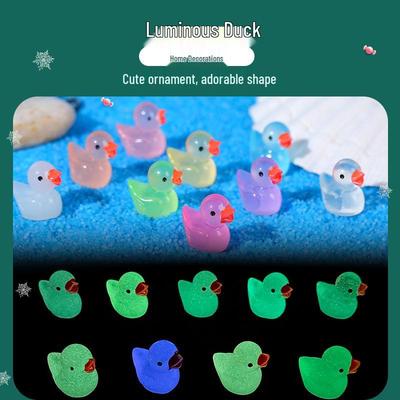 Glowing Luminous Duck Figurines - Colorful Resin Micro-Landscape Ornaments