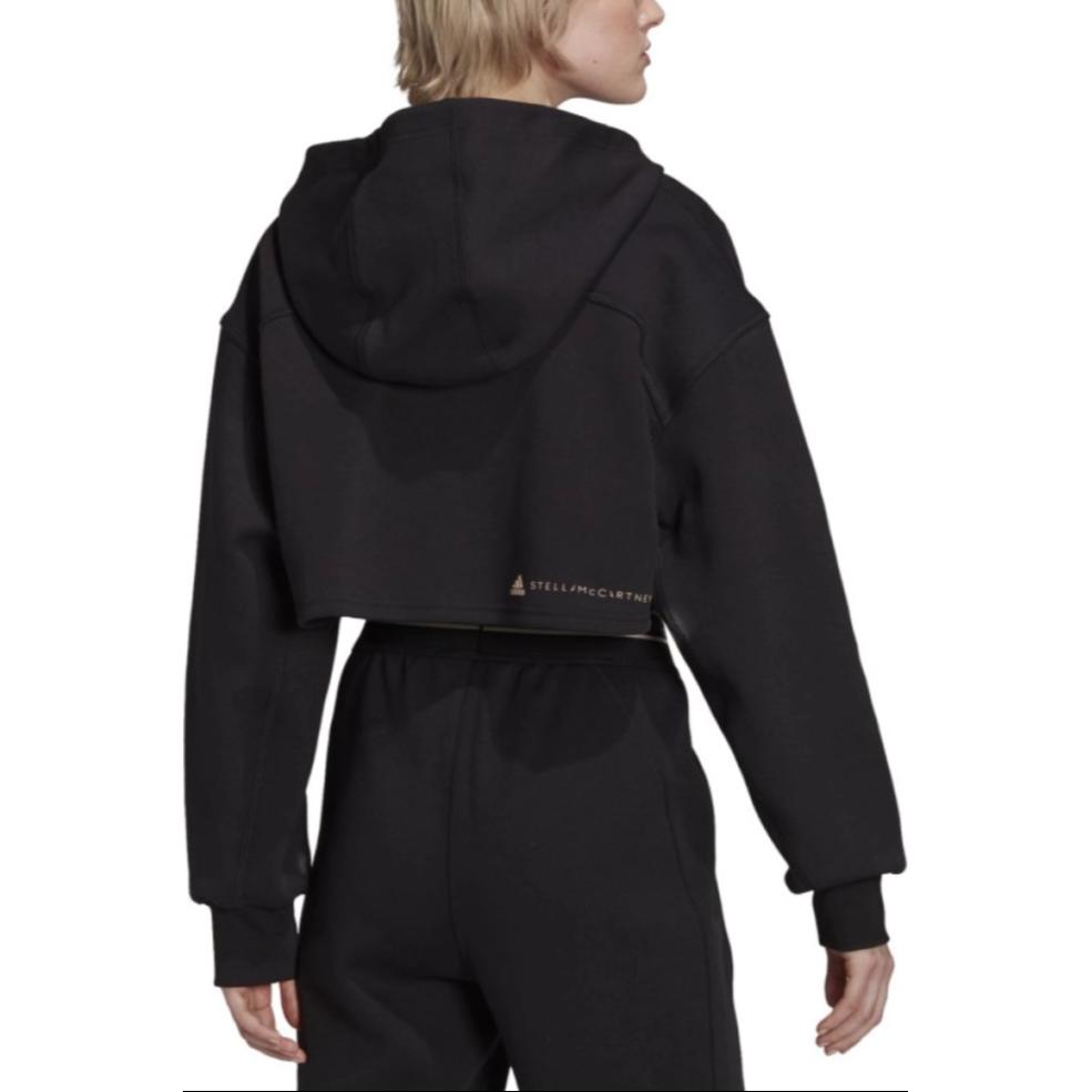 Adidas Logo Letter Print Drawstring Hooded Loose Jacket Women Jacket Black GU4346