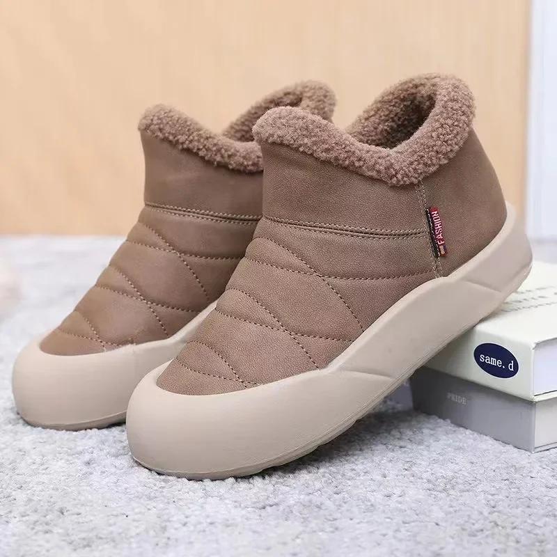 Fashion Women Thickened Warm Short Plush Waterproof Snow Boots Trend Winter New Slip-on Ankle Boots Woman Non Slip Platform Cotton Shoes