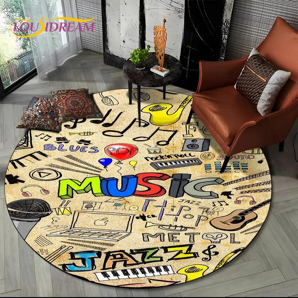 

3D Musical Note Piano Art Round Carpet Rug for Living Room Bedroom Child Playroom Chair Decor,Pet Area Rug Non slip Floor Mat 60cm