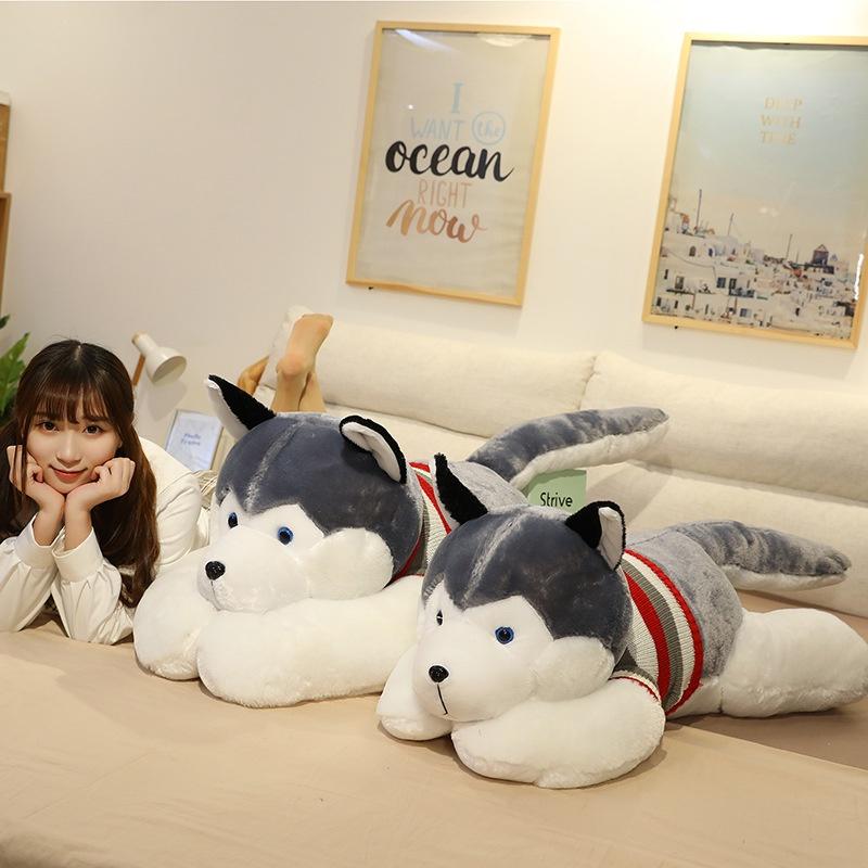 Großes Plüsch-Husky-Spielzeug, realistisches Stofftier, ideales Geburtstags- und Kuschelgeschenk für Kinder