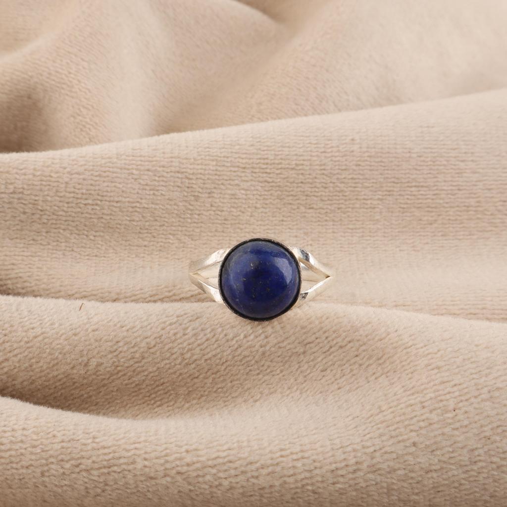 Lapis Lazuli Gemstone Silver Ring, 925 Sterling Silver Handmade Jewelry, September Birth-Stone Gift, Designer Wedding Ring For Her RR-83-25