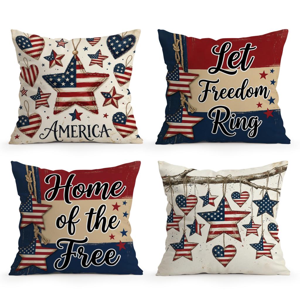 Independence Day Flag Pillowcase Printed Polyester 40/45/50cm Throw Pillowcover Decorative Sofa Cushion Pillowslip Home Decor