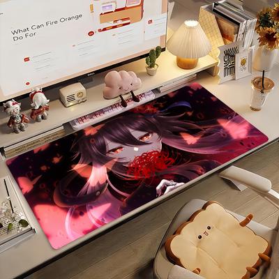 Genshin Impact HuTao Mouse Pad  Nonslip Locking Edge DeskMat PC Laptop Accessories Rubber Office Keyboard Large Game XXL Carpet