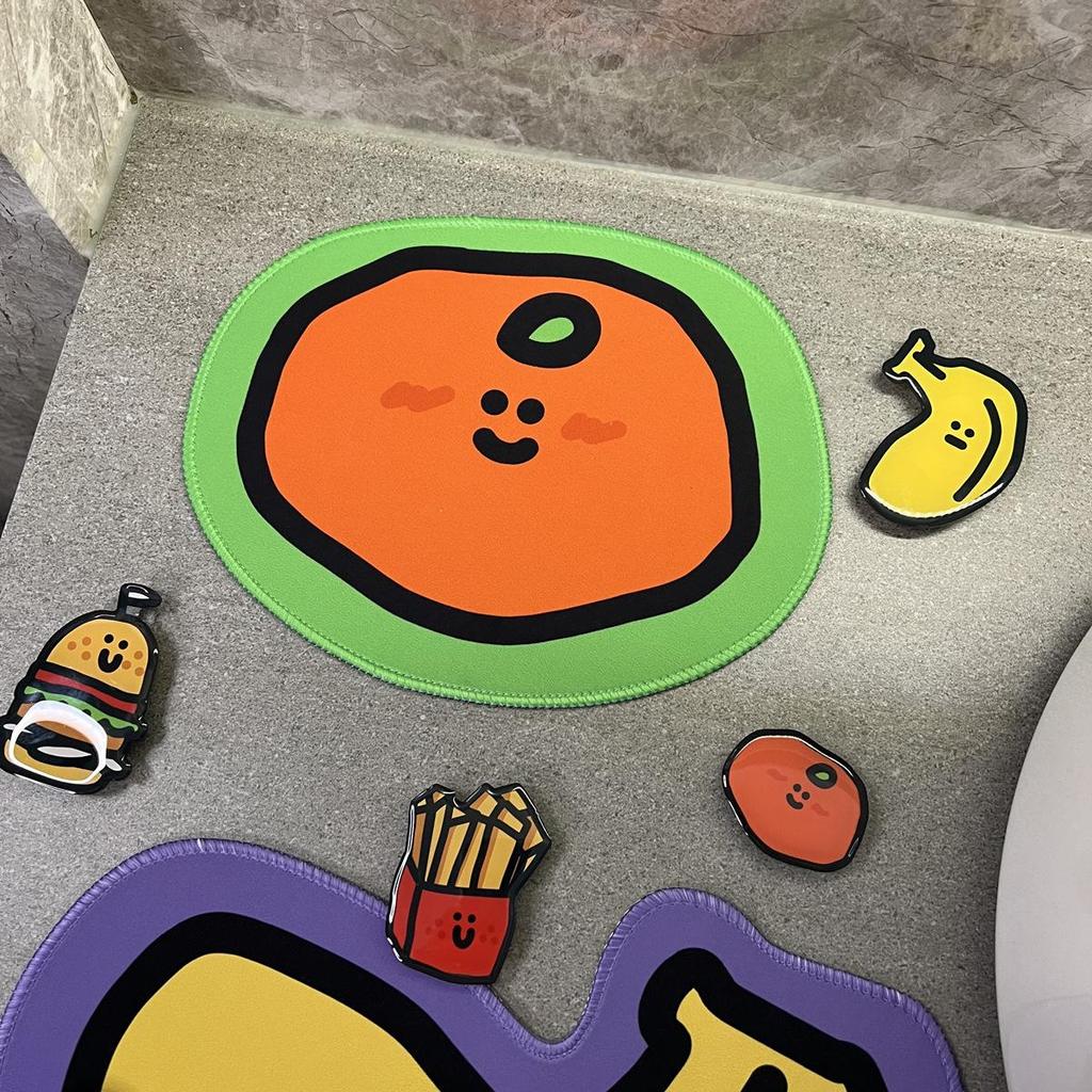 Quke Studio 3D Trendy Mousepad: Banana, Fries, Orange, Hamburger Design