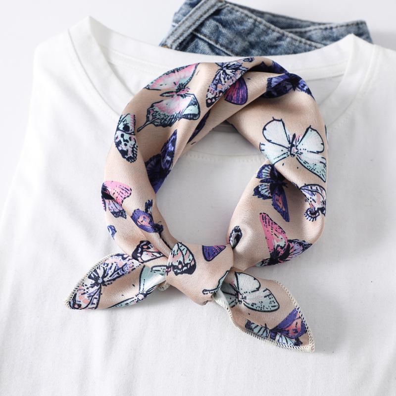 50X50CM Women Square Scarf Horse Printing Hair Neck Scarfs For Ladies Kerchief Twill Imitation Silk Foulard Scarves&Wraps