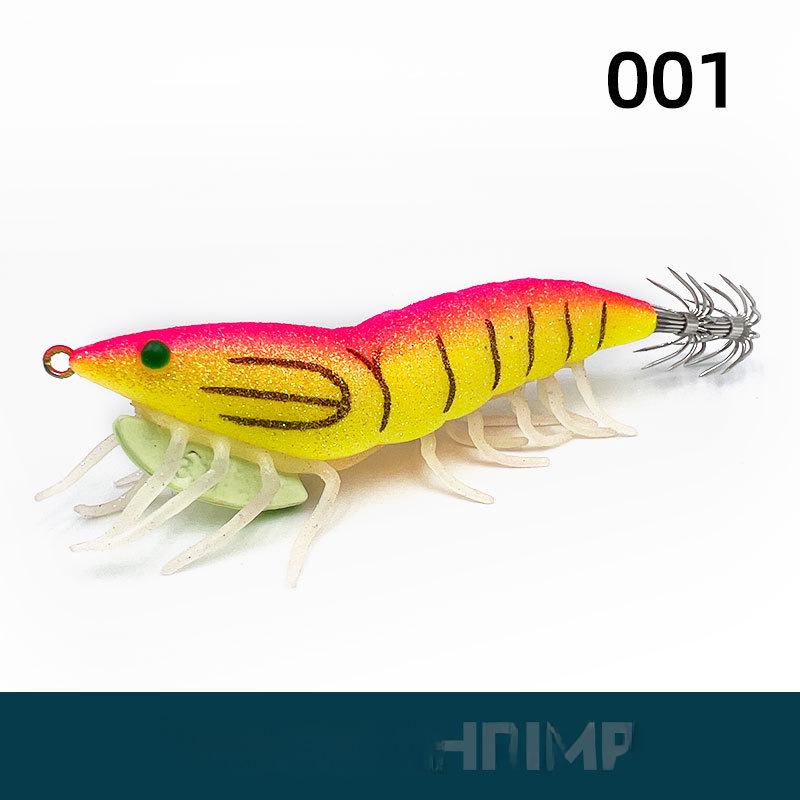 Luminous Wooden Shrimp Squid Hook with Beads and Soft Foot Lure for Sea Fishing and Lobster Bait