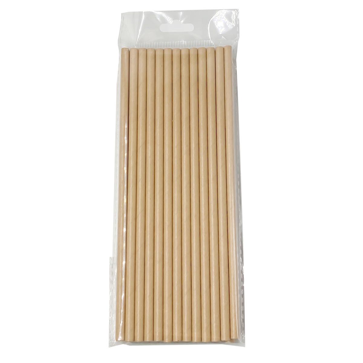 

25 Natural Biodegradable Paper Straws, Flat Mouth, 6x197mm for Milk Tea, Smoothies, Coffee 25 Pieces