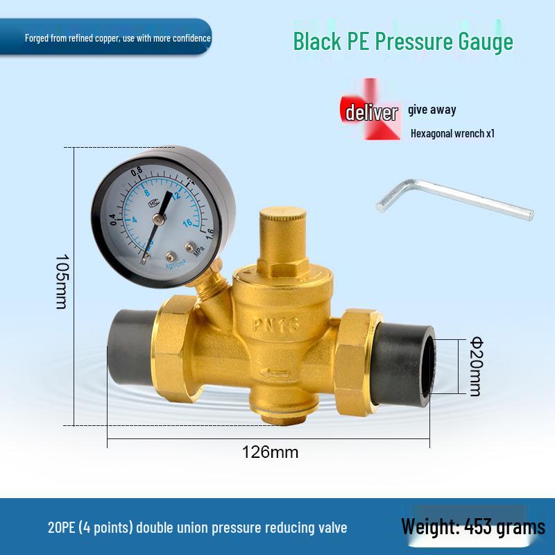 Water Pipe Pressure Reducing Valve for Home Heaters - PPR20/25/32, 4-Point PE Fitting