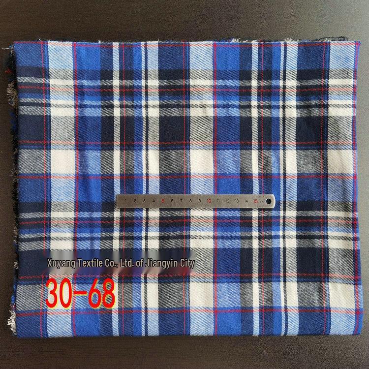Spot Color-Woven Plaid Jacquard Fabric for Children's Autumn/Winter Brushed Polyester-Cotton Shirts