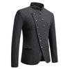 Men's Business Slim Fit Suit Jacket Stand Collar Slanted Placket Blazer Casual Outerwear Men