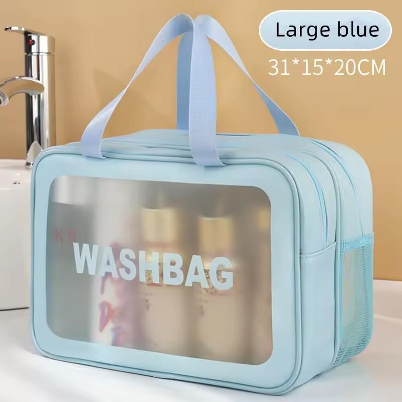 Dry-wet Separation Double Transparent PU Makeup Bag Portable Washing Bag Cosmetic Storage Bag Travel Fitness Swimming Essentials
