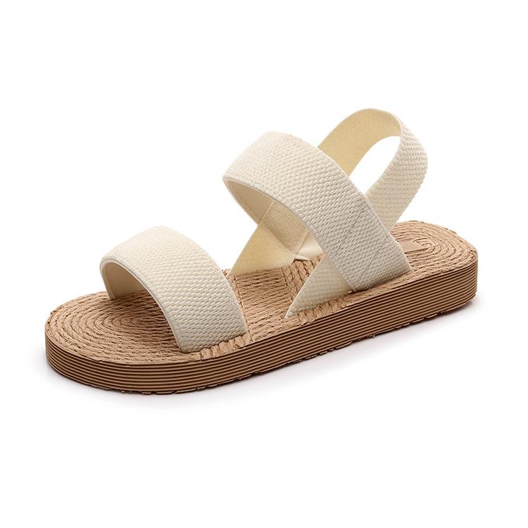 Women's Summer Casual Outdoor Sandals with Imitation Hemp Rope Sole - Flat Bottom Fashion Slippers