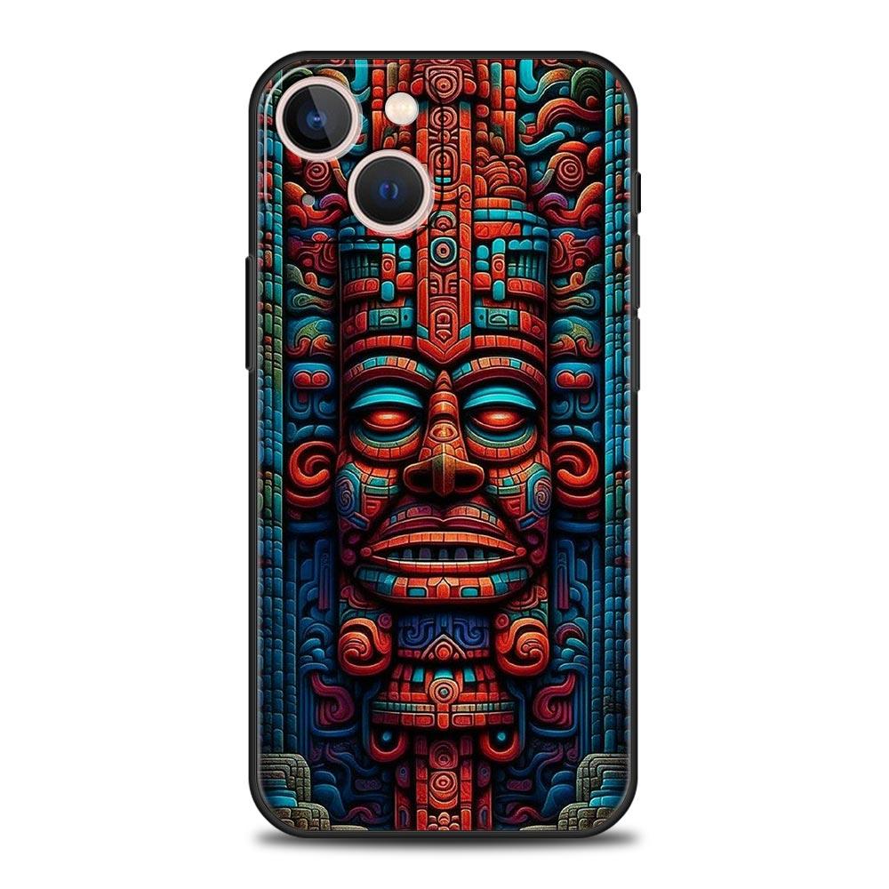 Vintage Totem Painting Phone Case Cover for iPhone 17 16 15 14 13 12 11 Pro Max 17 Air Plus Shockproof Soft TPU Shell Fundas Bag