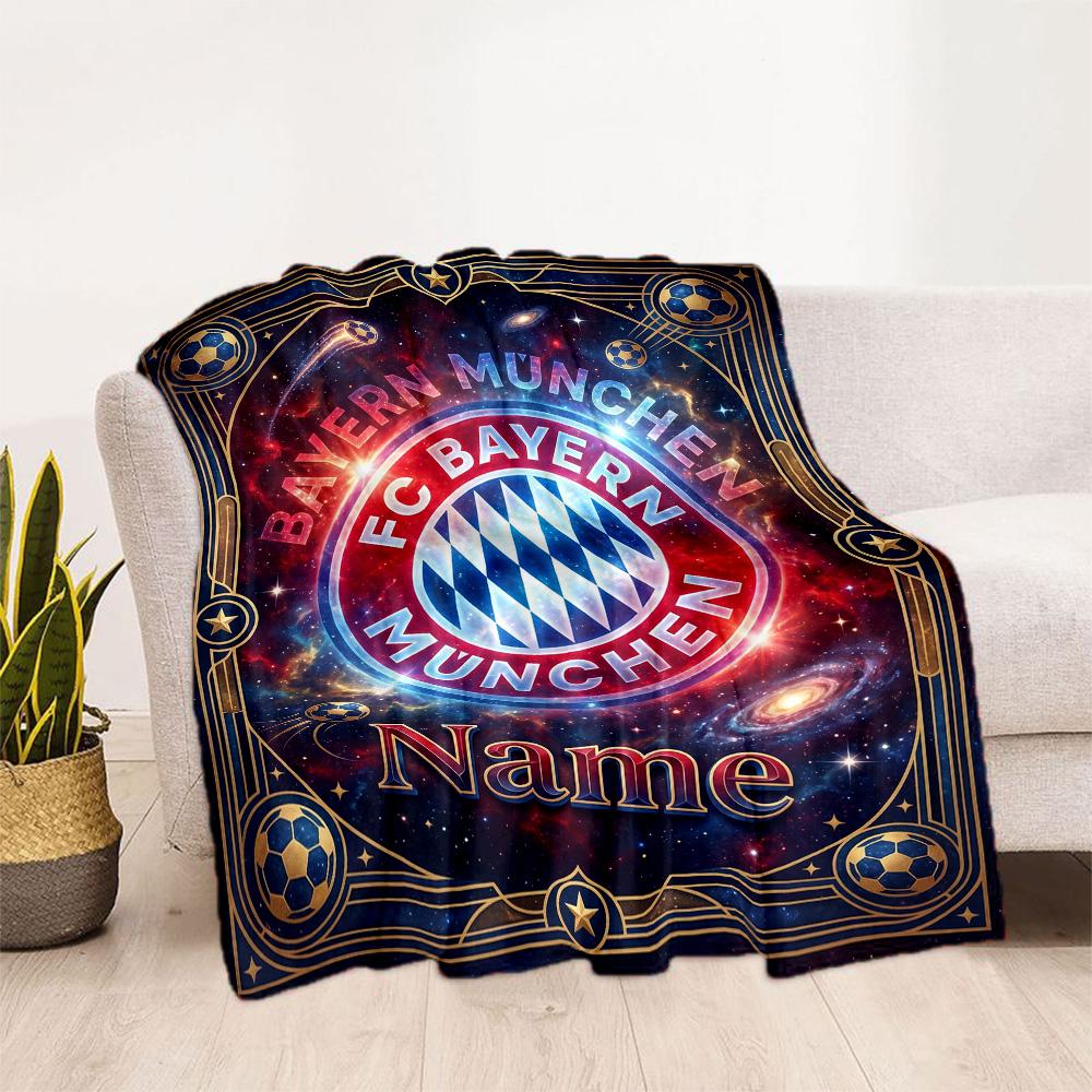 Bayern Munich Galaxy Artwork Customize Your Name Blanket Multi-purpose Personalized Blanket Comfortable for Bedding Living Room Bed Office Chair