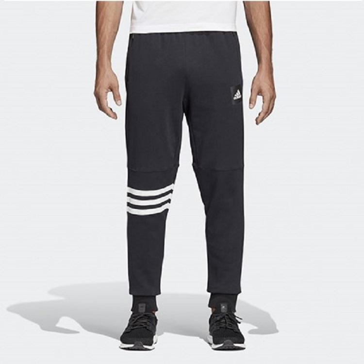 Adidas Knit Loose Comfortable Sports Pants Men Bottoms Black DU1130