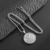 Classic Knight Pattern Engraved Zircon Inlaid Medal Pendant Necklace Fashion Rock Hip Hop Party Jewelry for Men