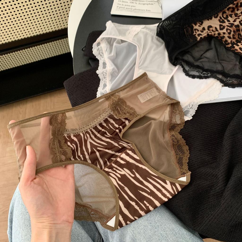 Culotte Respirante en Maille Satinée Imprimé Léopard pour Femme, Été, Rebond Élevé, Taille Moyenne