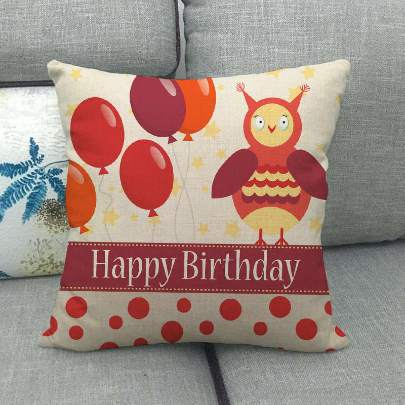 Cartoon Owl Series Love Digital Printing Short Plush Pillow Covers For Car Sofa Office Cushion Cover Home Goods