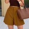Fashion Casual High Waist Loose Solid Color Wide Leg A Line Women Shorts