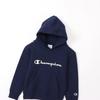 Champion Long Sleeve USA Script Size 140 Kids' Hoodie, 100% Cotton, Logo, Basic, Navy, (CK-Y103)