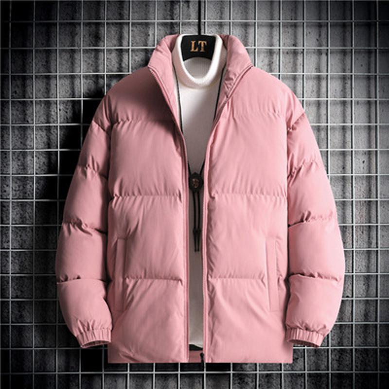 

Осенне-зимняя мужская свободная модная куртка, хлопковая куртка, короткая тонкая молодежная куртка с воротником-стойкой, хлопковая толстая теплая и ветрозащитная куртка-пуховик 4XL розовый