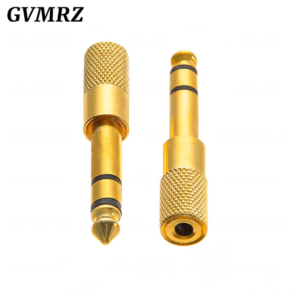 1PCS Gold 6.3mm 1/4" Male Plug To 3.5MM 1/8" Female Jack Stereo Headphone Audio Adapter Home Connectors Adapter Microphone