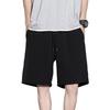 Summer Loose-fit Men's Sports Mid-waist Shorts Lightweight Black Ice Silk Five-poin