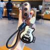 PU Leather Cartoon Violin Keychain with Carabiner Piano Cat Keyring Cat Keychain  Music Lovers Gift