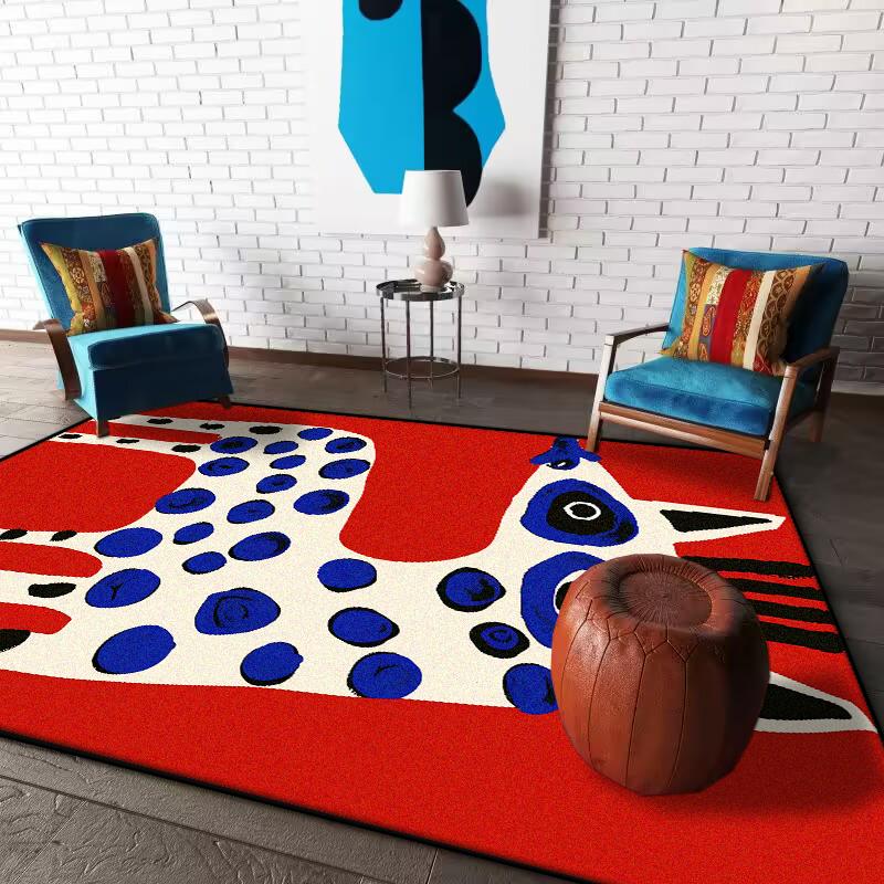 Modern Abstract Animal Rugs Non-slip Red Carpets for Living Room Bedroom Easy Care Large Area Lounge Carpet