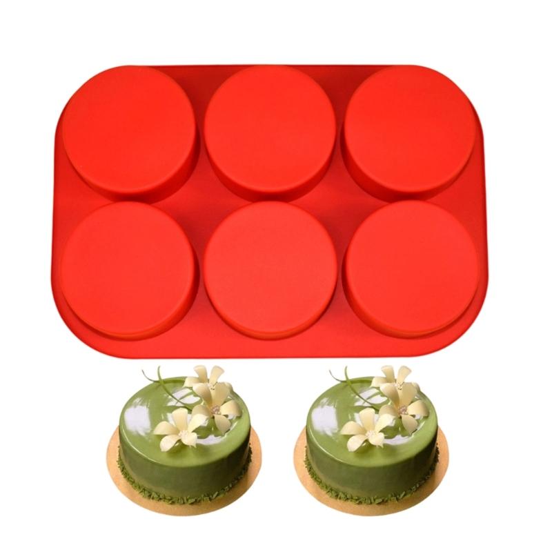 Food Grade Silicone Baking Pan Feature 6 Cylindrical Cavities Ideal for Cakes Dessert Heat Resistant and Nontoxic Materials