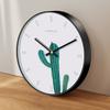 Minimalist Cactus Wall Clock ABS Frame Silent Non-Ticking Boho Art Analog Clock for Living Room Bedroom Home Decor