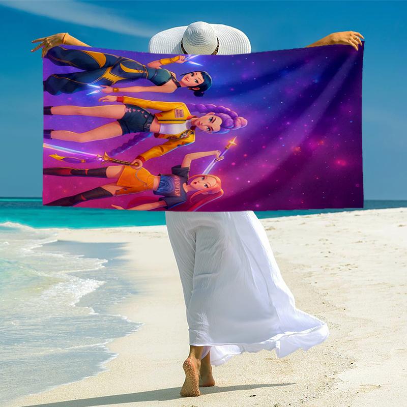 KPOP Hunter Fashion Beach Towel: Ideal for Summer Adventures Soft, absorbent and quick drying suitable for swimming and bathing