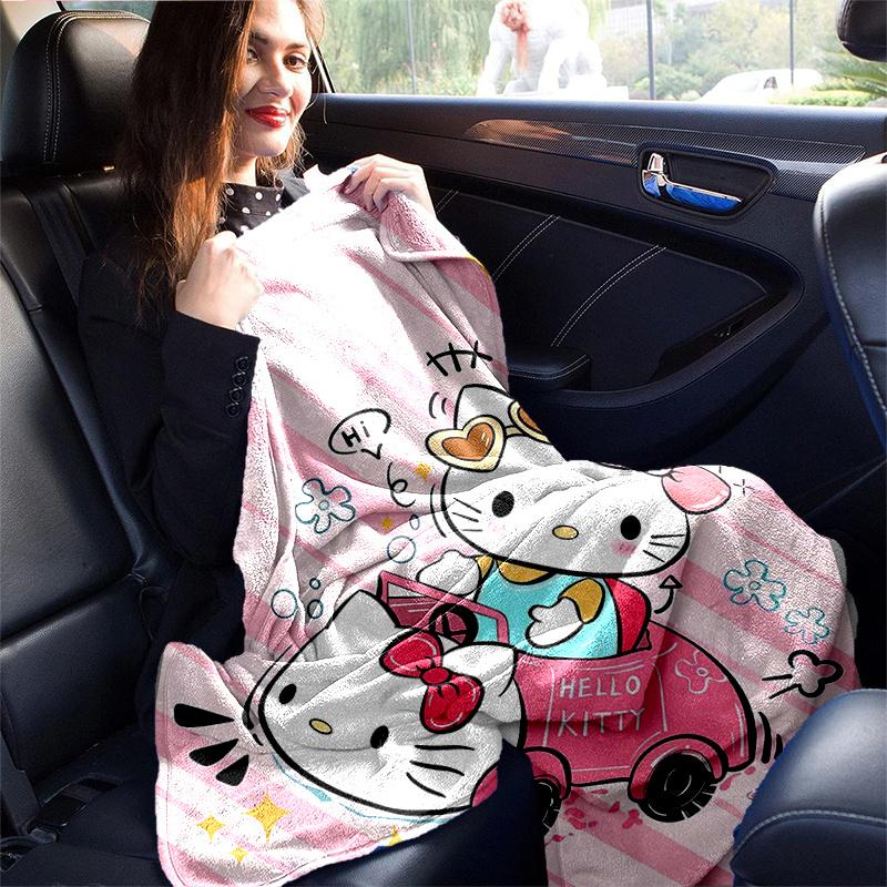 1pc Pink Hello Kitty's Adventure Blanket, Soft Throw for Home Decor, Gift Idea for Family and Friend, Living Room, Travel, Camping, Car Blankets, Beac