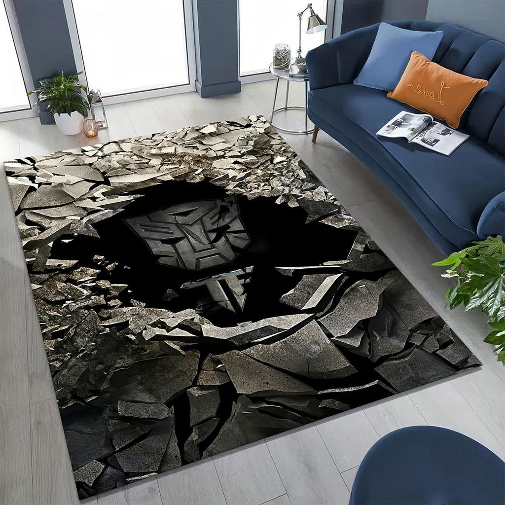 Cartoon T-Transformers Autobots Optimus Prime Rug for Bedroom Living Room Sofa Home Doormat Decor, Large Kids Non-slip Floor Mat