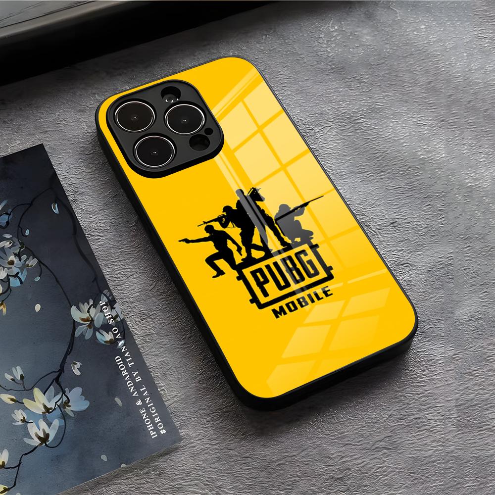 P-Pubg G-Game Phone Case For IPhone 17 Air 16 E Pro Max 15 14 13 Mini 12 Pro 11 Max Plus Black Glass Cover