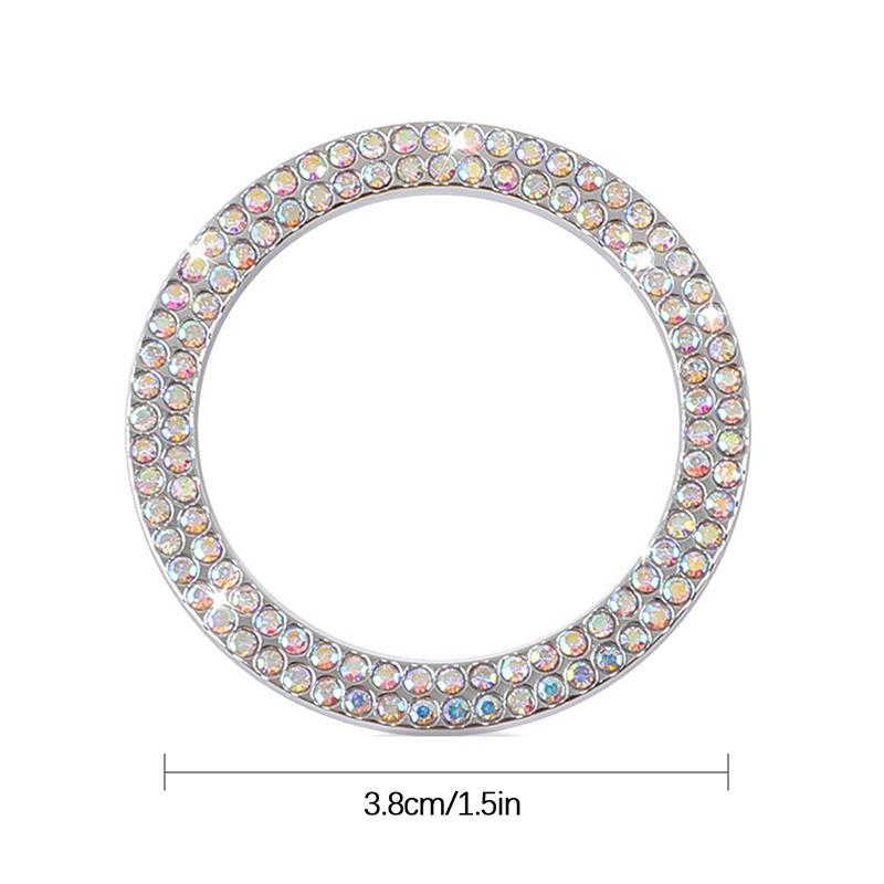 Car One-Click Engine Start Stop Switch Button Cover Double Crystal Rhinestone Sticker Ignition Start Switch Protector Ring