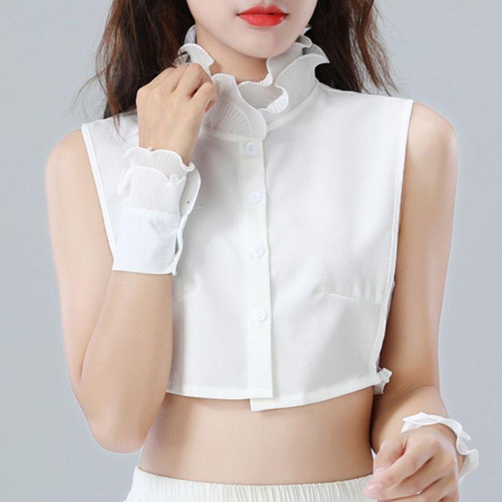 

For Women Girl Two Layer Shawl Ruffles Fake Collar Lace Neckline Fake Cuff Clothing Decoration
