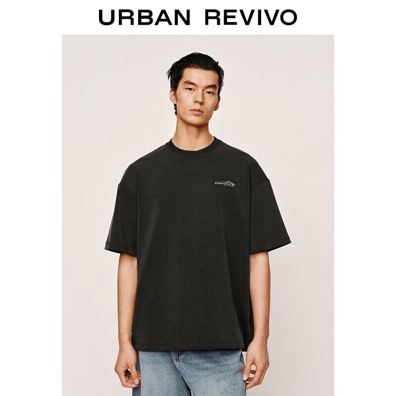 UR Men s Trendy Letter Print Round Neck T-Shirt XS темно серый
