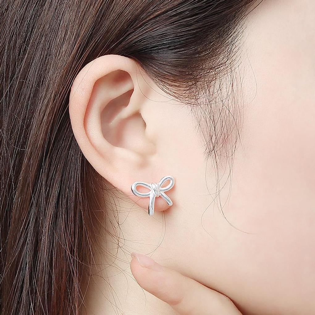 925 silver platinum-plated romantic ribbon earrings