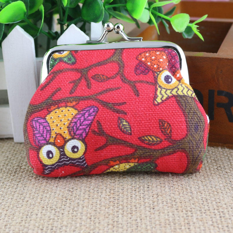 Cute Small Coin Purse Ladies Canvas Owl Cartoon Children's Coin Bag Small Purse