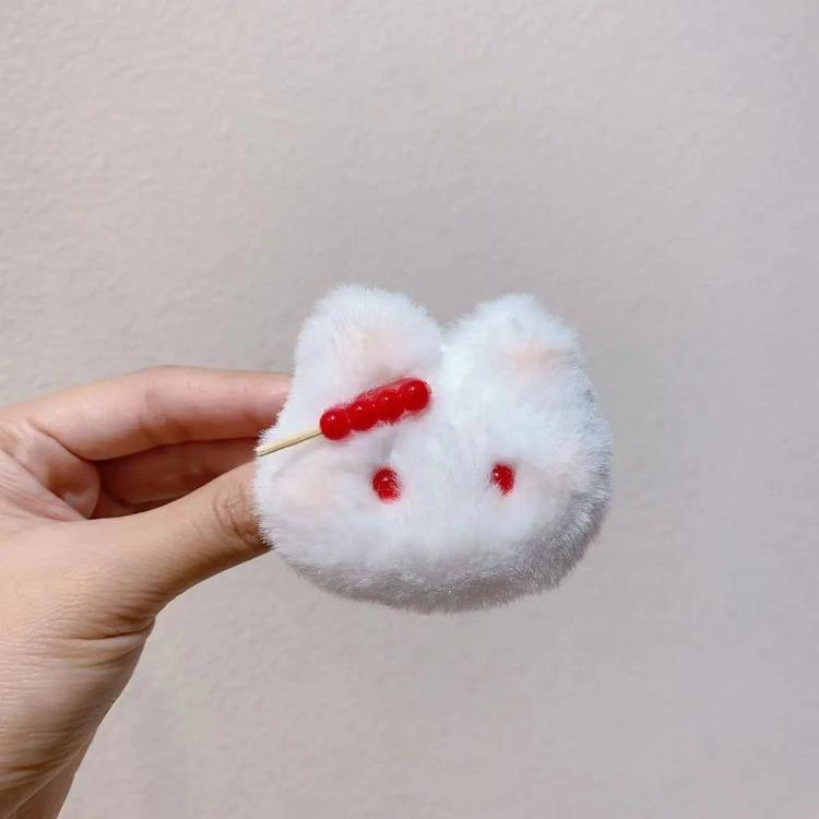 Sugar Gourd Rabbit Hairy Hair Band Hairpin Ins Female Soft Cute Cute Blush Rabbit Hair Rope Student Ponytail Hair Accessories