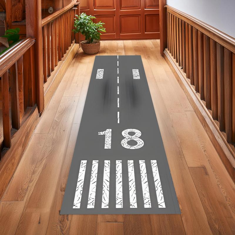 

Realistic Airport Runway Long Runner Rug Exquisite Number Marking Print Durable Non-slip Corridor Mat for Hallway Entryway 50x150CM