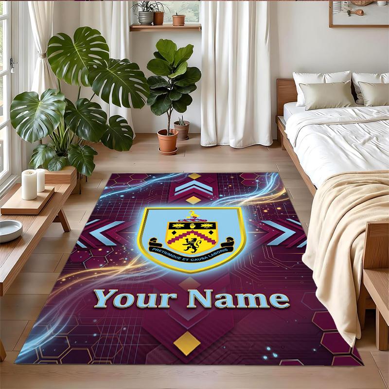 Crystal Velvet Rug Custom Name Text, Soft Non Slip Floor Mat Home DecorBurnley Football