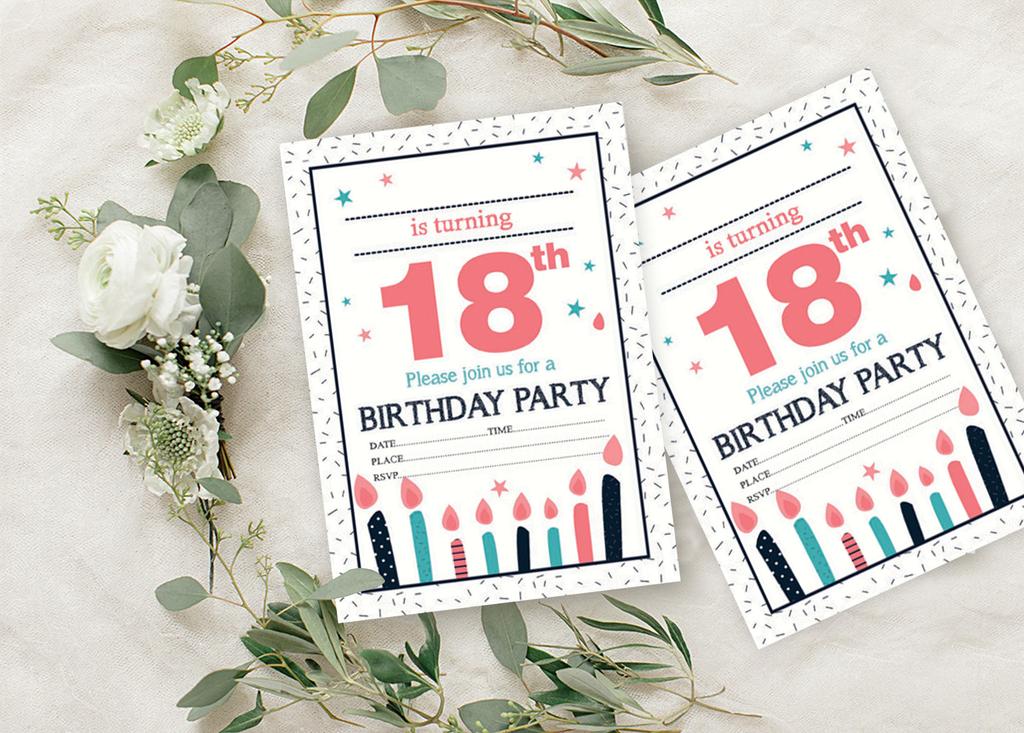 Darling Souvenir White Birthday Invitation Card 28 Pcs Fill or Write In Blank Invites Printable Party Supplies 5 X 7