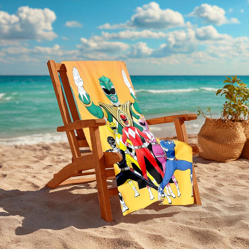1pc Mighty Morphin Power Rangers2 Beach Towel, Comfortable and Thick, and Swimming/Bath/Picnic/Camping Towel, Suitable for Seaside Beaches