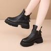 New Retro Boots For Women Autumn Winter Women'S Shoes Leather Casual Flat Ankle Boots Female Platform Short Boots