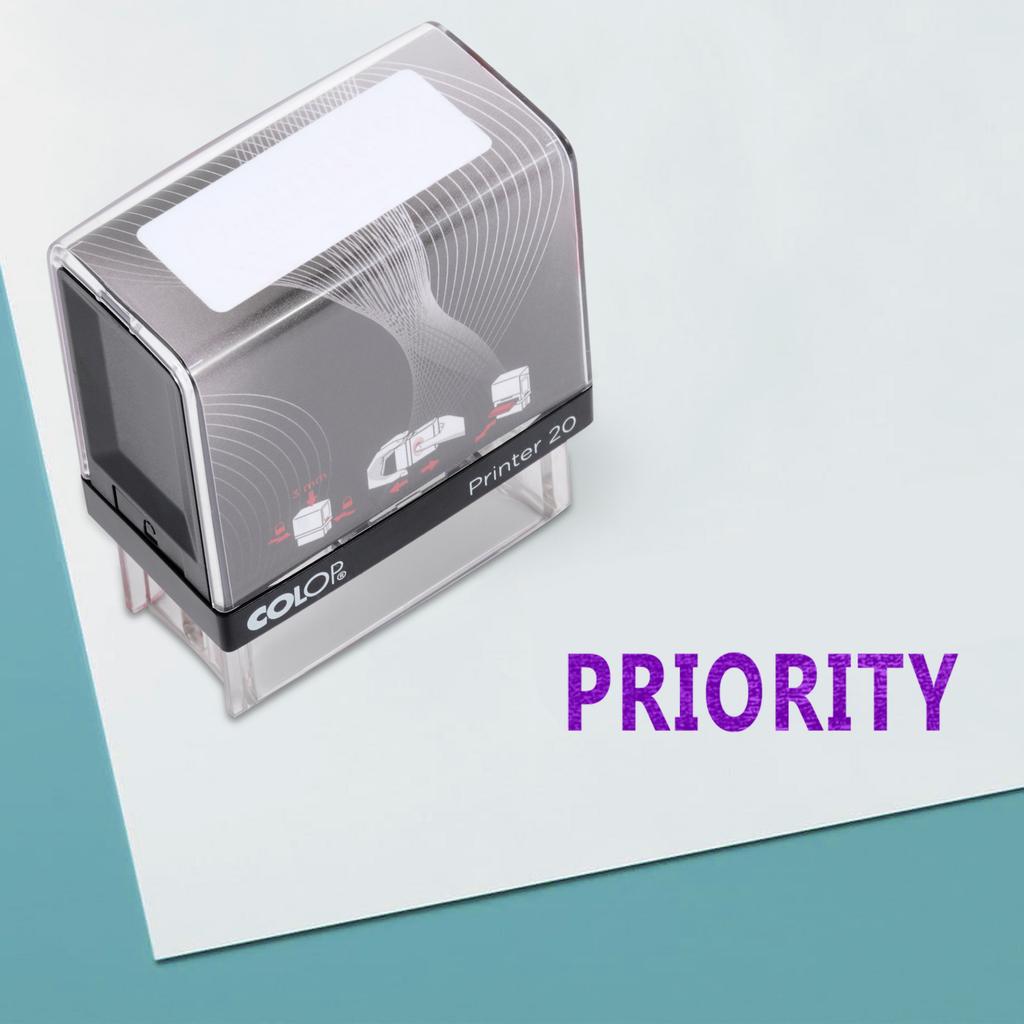 PRIORITY Self Inking Rubber Stamp Custom Colop Office Stationary P20 Mini Stamper