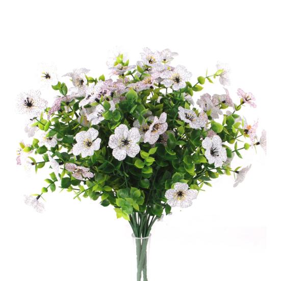 

8 шт. искусственный цветок с листьями эвкалипта устойчивый к ультрафиолетовому излучению реалистичный поддельный цветок свадебная вечеринка белый