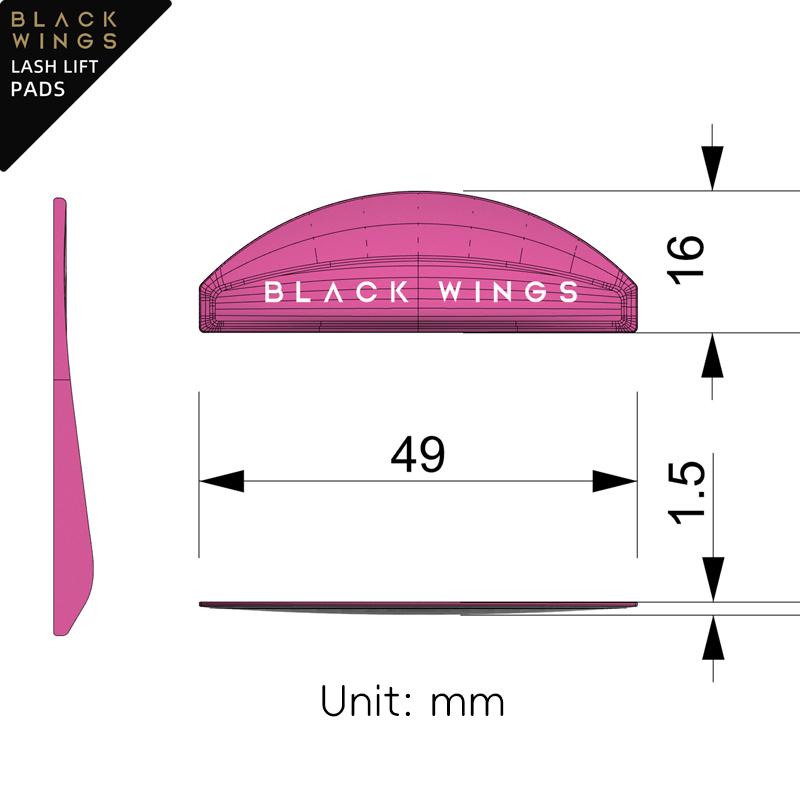 BLACKWINGS 1 Pair Eyelash Perm Silicone Pads, Curling Pads for Lash Lift, with Size Guide Chart, Hypoallergenic Reusable Accessories